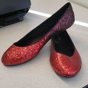 Red glitter flats